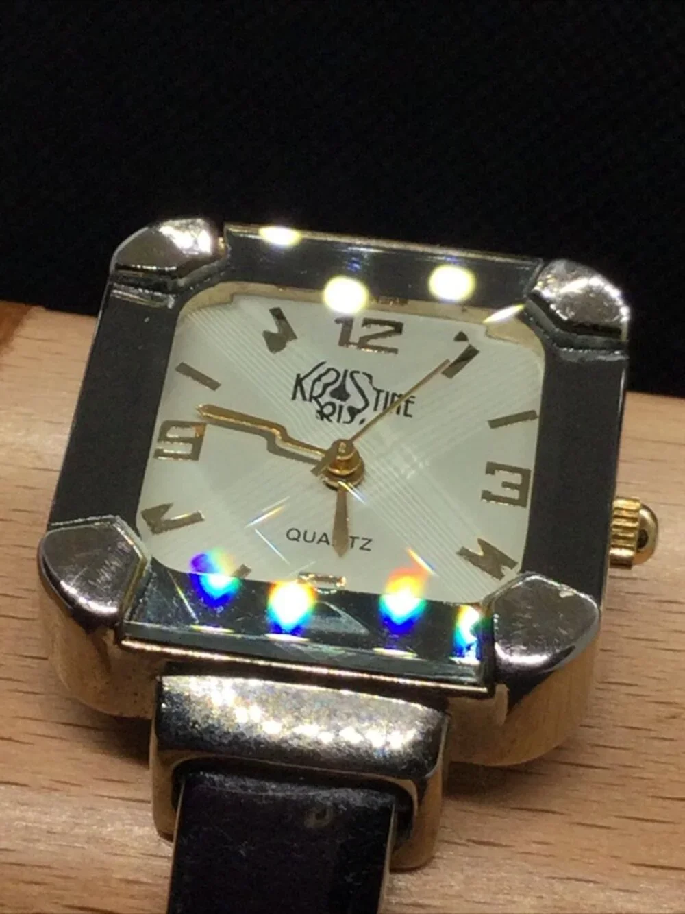Kristine Ladies Quartz Watch 6.25” Silver Tone Open Cuff Bracelet Band 26mm Case